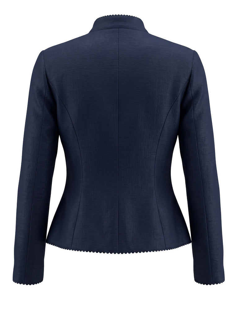 Veste nautique bleu marine ajustée à col montant et boutons Années 1950