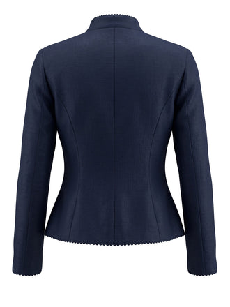 Veste nautique bleu marine ajustée à col montant et boutons Années 1950