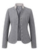 Veste grise à col montant, bordure zigzag et taille cintrée années 1950