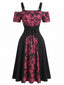 Robe corset florale gothique Rose Viole pour Halloween années 50