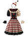 Robe de clown à pois et manches bouffantes pour Halloween années 1950