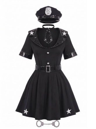Ensemble robe courte noire costume d’officier de police années 1950