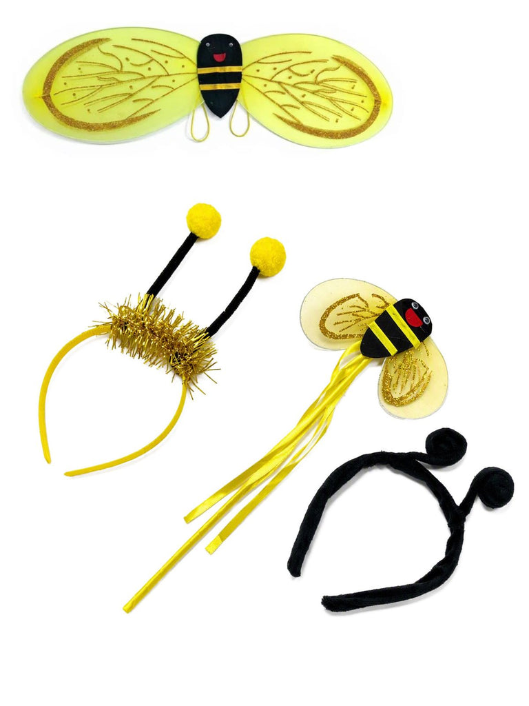 Ensemble costume 5PCS jaune et noir d'abeille pour cosplay Halloween Années 1950