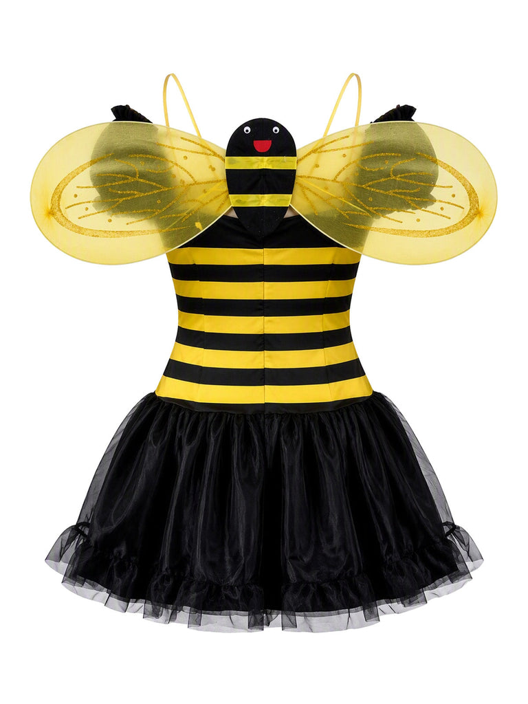 Ensemble costume 5PCS jaune et noir d'abeille pour cosplay Halloween Années 1950