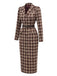 [Prévente] Manteau-robe marron à carreaux et revers crantés années 1970 - 3