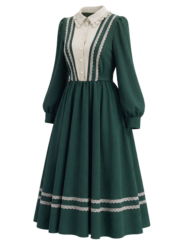 [Prévente] Robe en dentelle à volants, col poupée et manches longues Années 1970 - 3