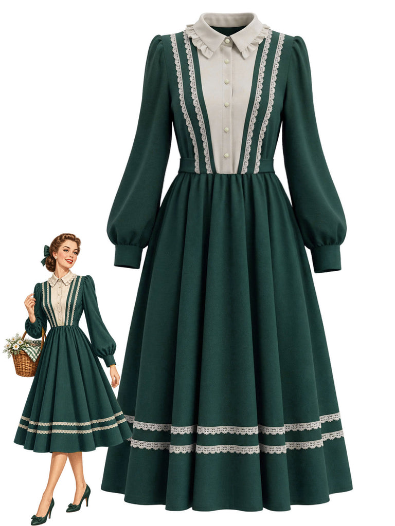 [Prévente] Robe en dentelle à volants, col poupée et manches longues Années 1970 - 8