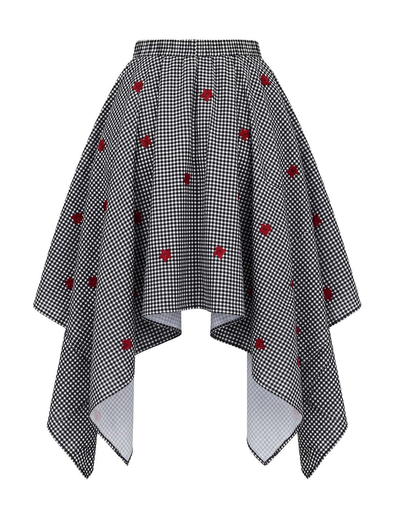 [Prévente] Ensemble 2PCS noir et blanc avec top bandeau à col V et jupe asymétrique années 1950