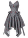 [Prévente] Ensemble 2PCS noir et blanc avec top bandeau à col V et jupe asymétrique années 1950