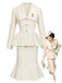 [Prévente] Ensemble deux pièces uni, manteau à col V et boutons et jupe sirène années 1940 - 1