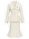 [Prévente] Ensemble deux pièces uni, manteau à col V et boutons et jupe sirène années 1940 - 2