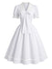 [Prévente] Ensemble corset à imprimé fleurs et robe blanche à nœud Années 1950 - 10