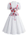 [Prévente] Ensemble corset à imprimé fleurs et robe blanche à nœud Années 1950 - 4