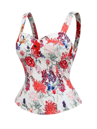 [Prévente] Corset à col carré et imprimé fleurs Années 1950 - 2
