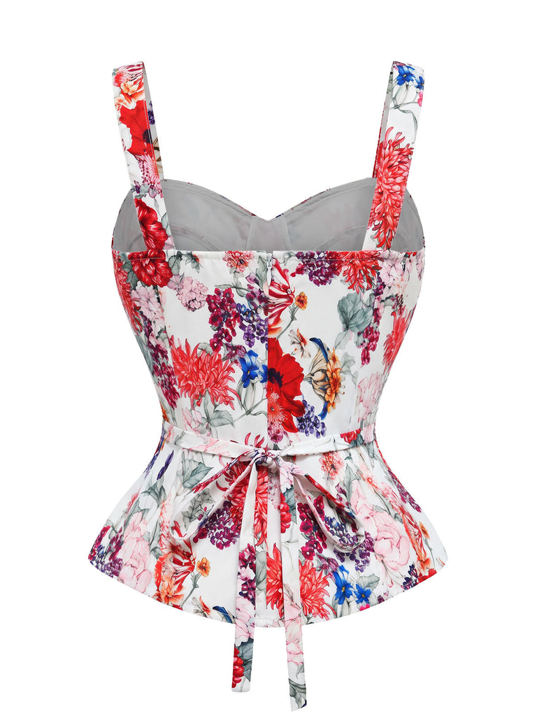 [Prévente] Corset à col carré et imprimé fleurs Années 1950 - 3