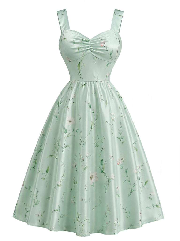 [Prévente] Ensemble 2PCS robe satinée à fleurs et col cœur avec veste boléro années 1940