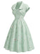 [Prévente] Ensemble 2PCS robe satinée à fleurs et col cœur avec veste boléro années 1940