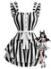 [Prévente] Robe noire et blanche rayée à volants étagés et ourlet volanté années 1950