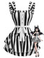[Prévente] Robe noire et blanche rayures et ourlet volants superposés années 50