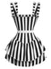 [Prévente] Robe noire et blanche rayée à volants étagés et ourlet volanté années 1950