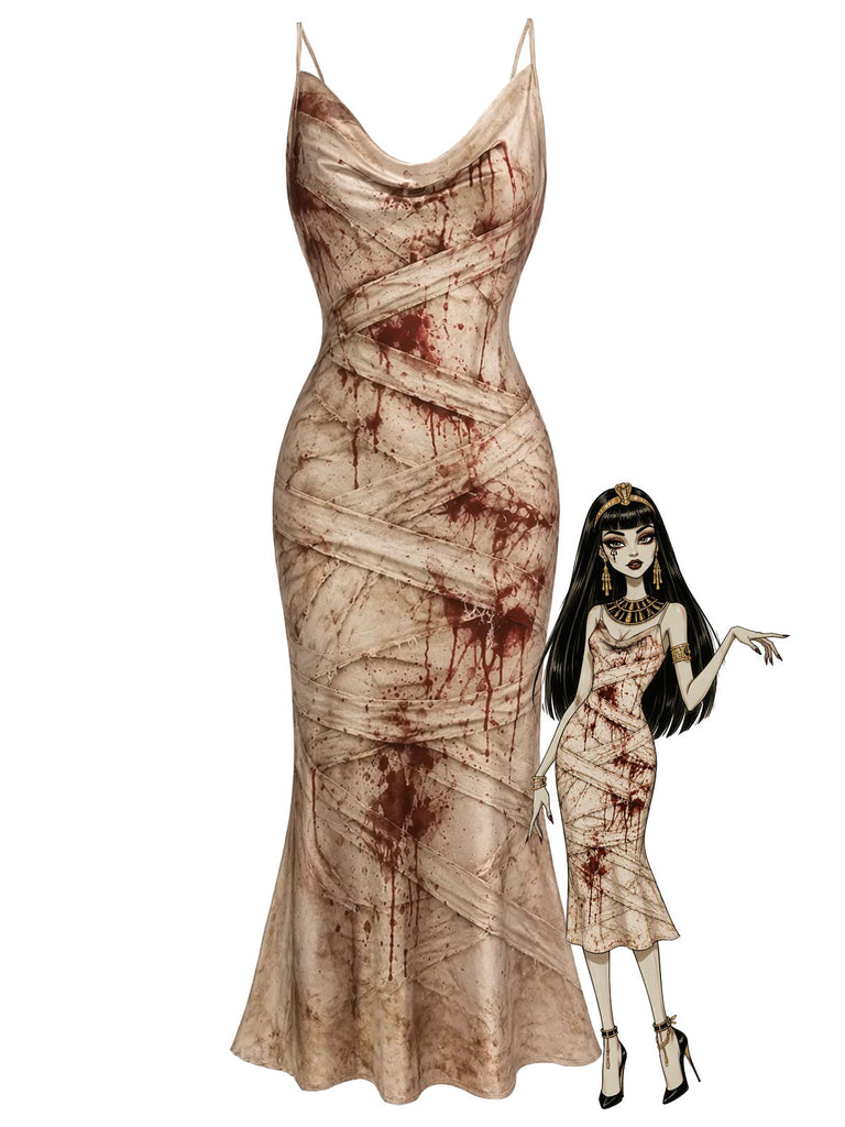 [Prévente] Robe jaune à bandages ensanglantés et col drapé années 1960