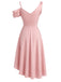 [Prévente] Robe de cocktail rose asymétrique à nœud et coupe évasée années 1950