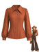[Prévente] Blouse rouille à col pointu et manches évêque années 1930