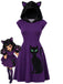 [Prévente] Robe violet profond à capuche avec oreilles de chat noir années 1960