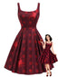 [Prévente] Robe rouge vin pour Halloween motif cœur et taches sang années 50