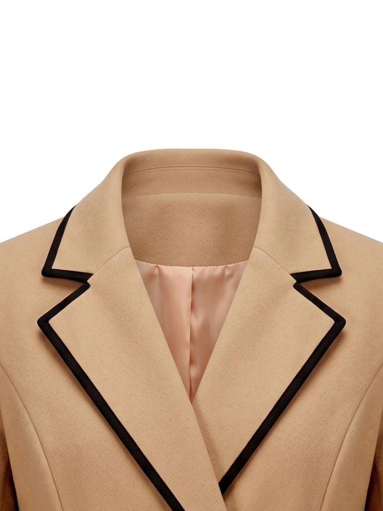 Veste kaki à empiècements camel et revers années 1940 - 3