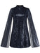Robe à sequins, col montant, fente et manches évasées années 1930