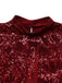 Robe à sequins, col montant, fente et manches évasées années 1930