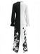 Robe de clown d’Halloween noire et blanche à col volanté années 1950