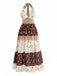 Robe bohème marron à imprimé floral, étoiles et lune, dos nu Halter et smocks années 1970