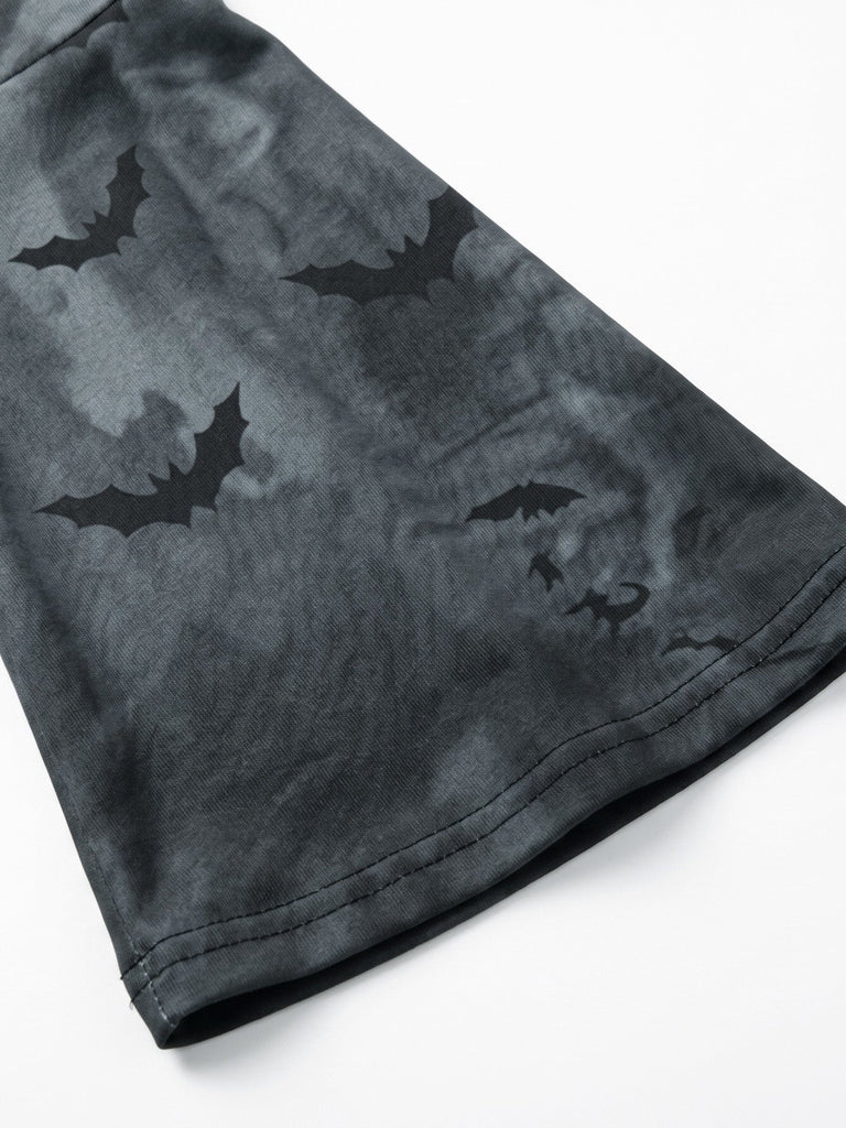 Robe gothique d’Halloween à squelette, manches longues cloche et dentelle années 1950