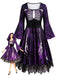 Robe gothique d’Halloween à squelette, manches longues cloche et dentelle années 1950