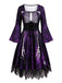 Robe gothique d’Halloween à squelette, manches longues cloche et dentelle années 1950