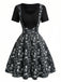 Robe gothique effet deux pièces à col V et imprimé champignons années 1950