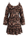 [Grande Taille] Robe courte café à motif cachemire et épaules découvertes années 1970
