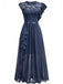 Robe longue de soirée asymétrique en dentelle à fleurs et volants années 1930