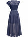 Robe longue de soirée asymétrique en dentelle à fleurs et volants années 1930