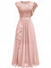 Robe longue de soirée asymétrique en dentelle à fleurs et volants années 1930
