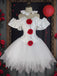 Ensemble de costume de clown avec corset épaules dénudées et jupe pour Halloween années 1950