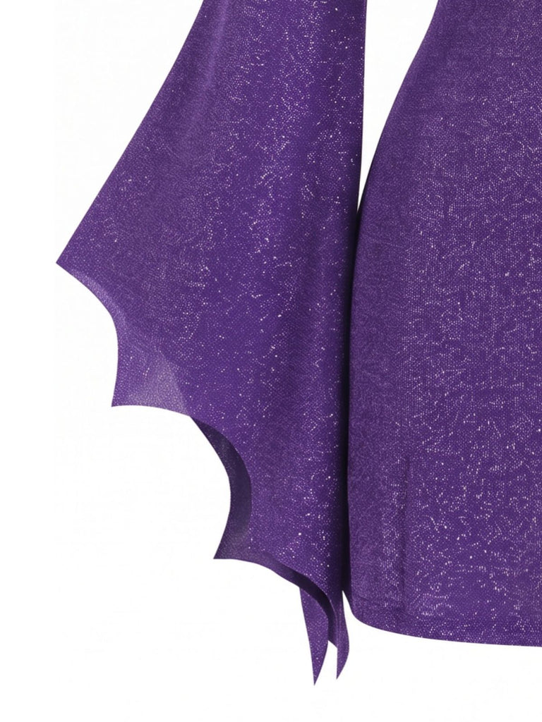Robe Halloween à manches chauve-souris, col V et liens Années 1960