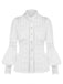 Blouse en dentelle à empiècements et manches ballon boutonnées années 1950 - 1
