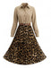Robe chemise léopard plissée et ceinturée années 1950