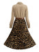 Robe chemise léopard plissée et ceinturée années 1950