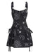 Robe en A d’Halloween à étoiles et lune et larges bretelles années 1960