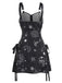Robe en A d’Halloween à étoiles et lune et larges bretelles années 1960