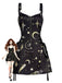 Robe en A d’Halloween à étoiles et lune et larges bretelles années 1960